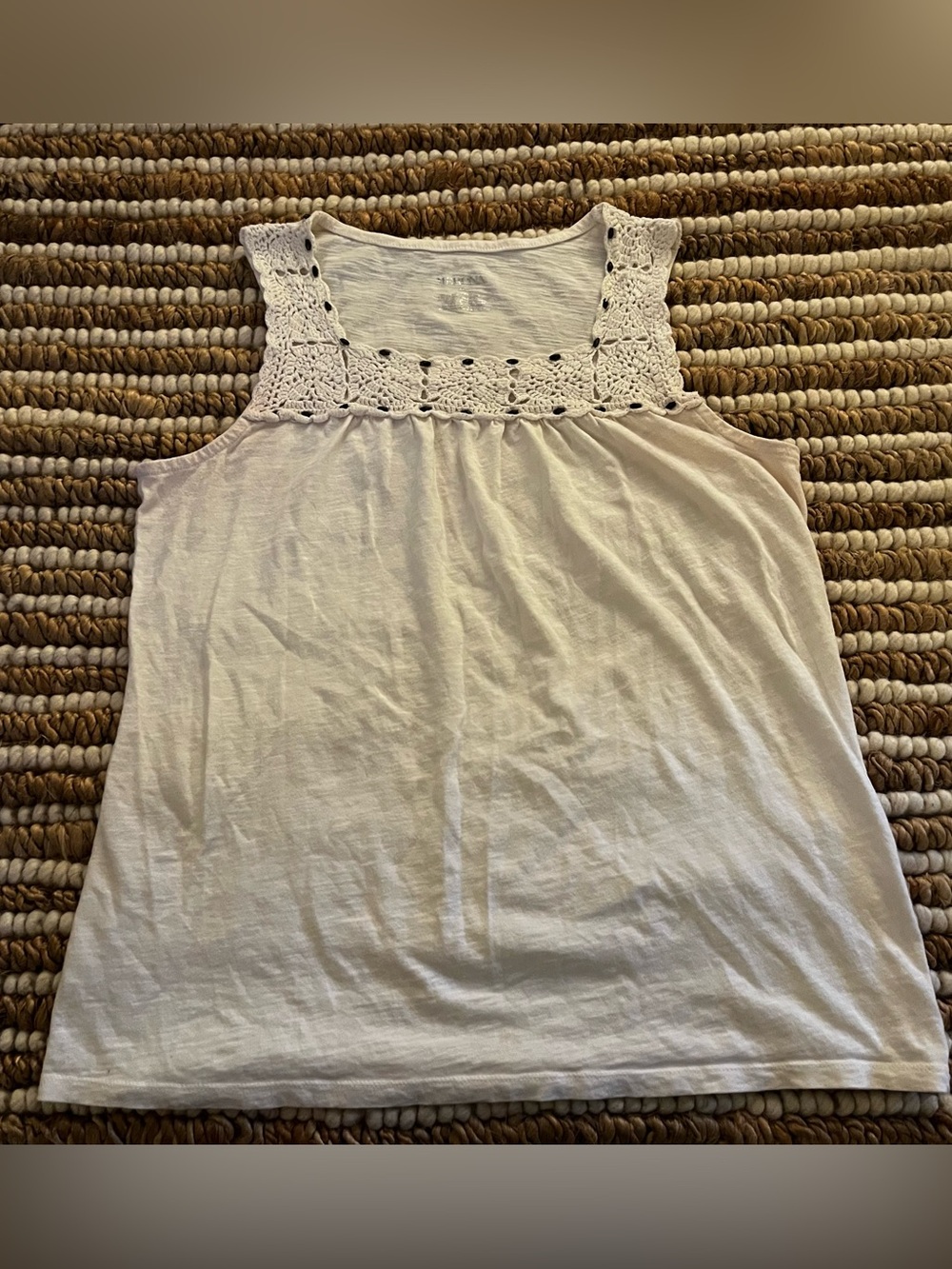 Merona Cream Crochet Yoke Sleeveless Top